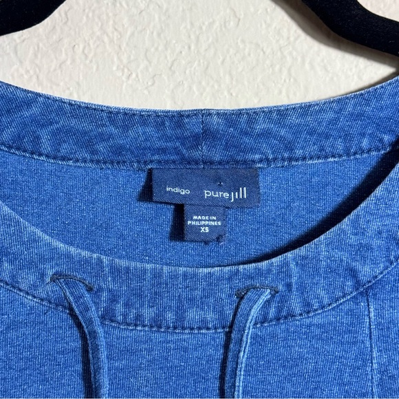 Women’s J Jill Pure Jill Indigo Top Size XS Blue 3/4 Sleeve Knit Pullover Pocket - Picture 3 of 7